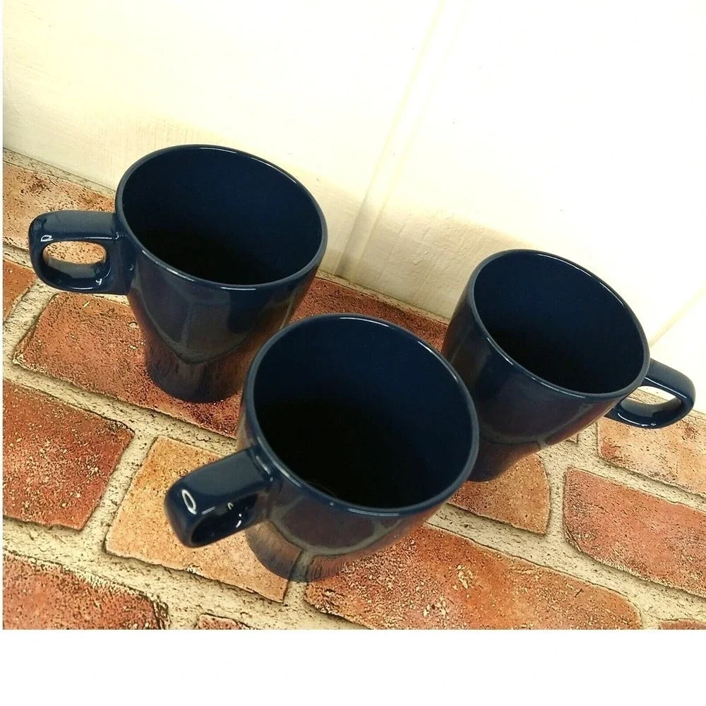 IKEA Fargrik Mugs Blue (Set of 3) Coffee Tea Stoneware‎ Cup #21533 Stackable